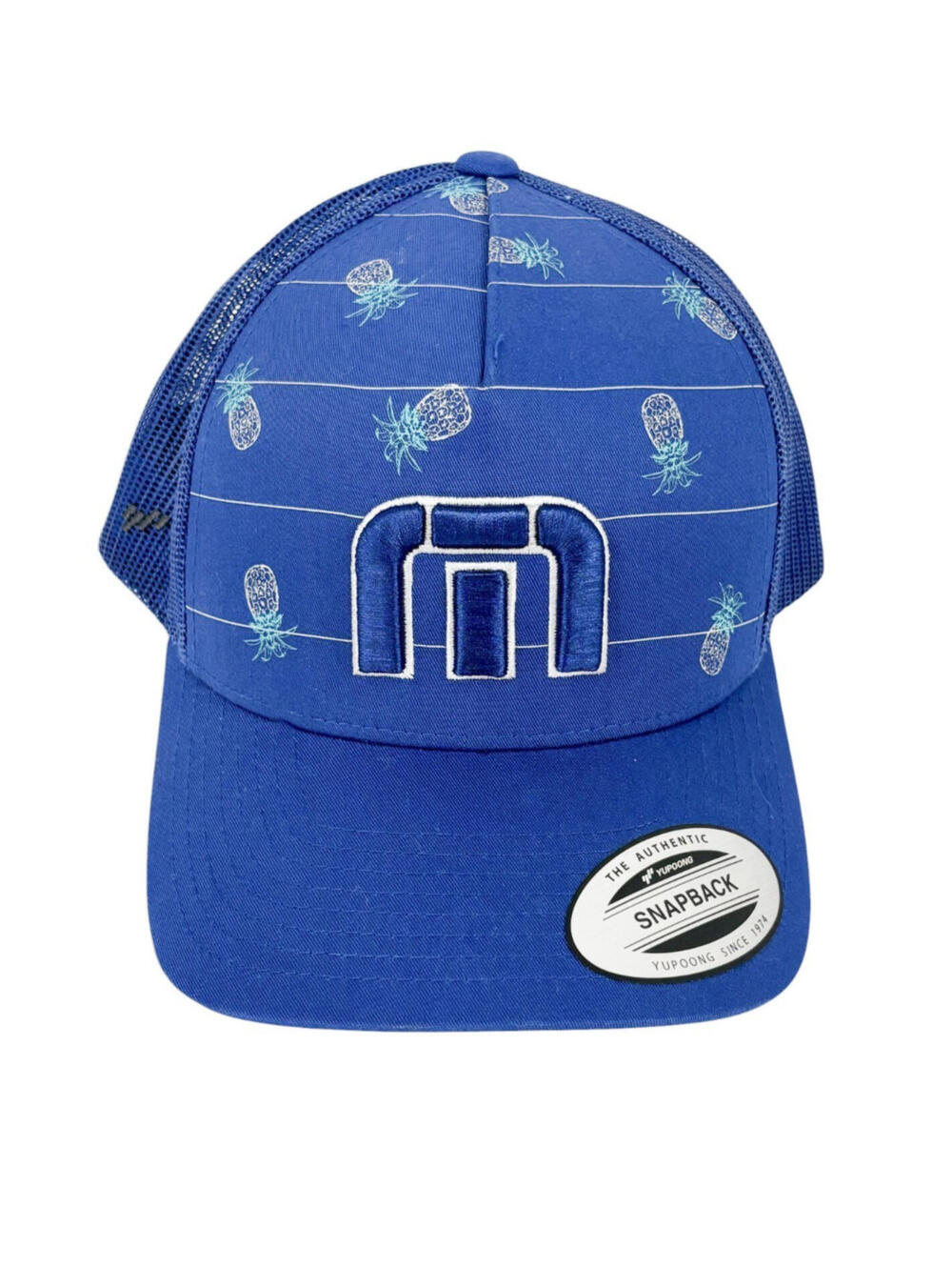 Travis Mathew Snapback Golf Hat Flexfit Blue Hawaiian Pineapples Embroidered NEW